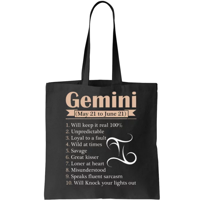 Gemini Zodiac Sign Astrology May June Birthday Tote Bag