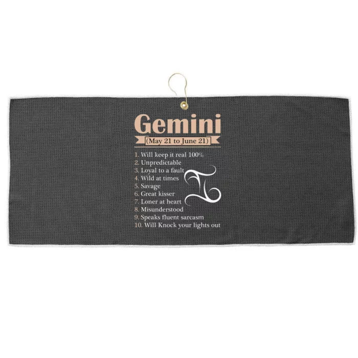 Gemini Zodiac Sign Astrology May June Birthday Large Microfiber Waffle Golf Towel