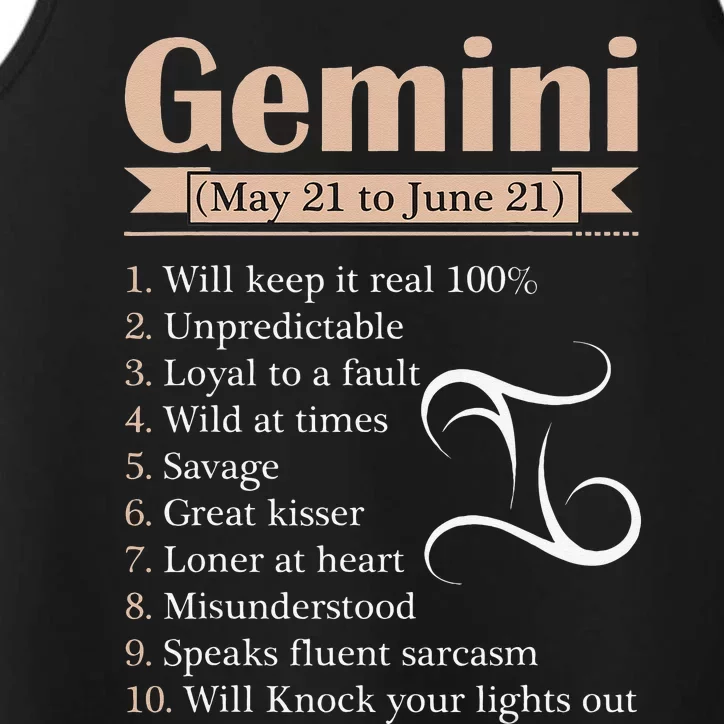 Gemini Zodiac Sign Astrology May June Birthday Performance Tank