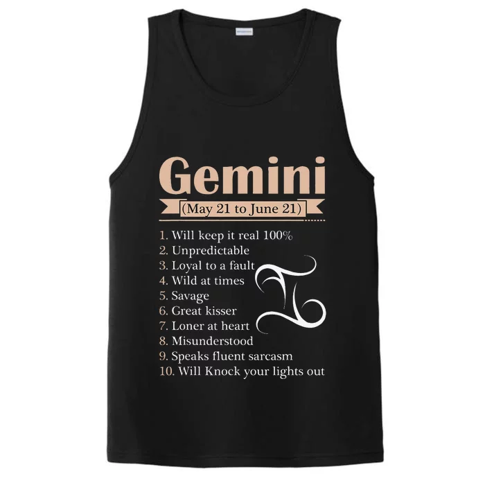 Gemini Zodiac Sign Astrology May June Birthday Performance Tank