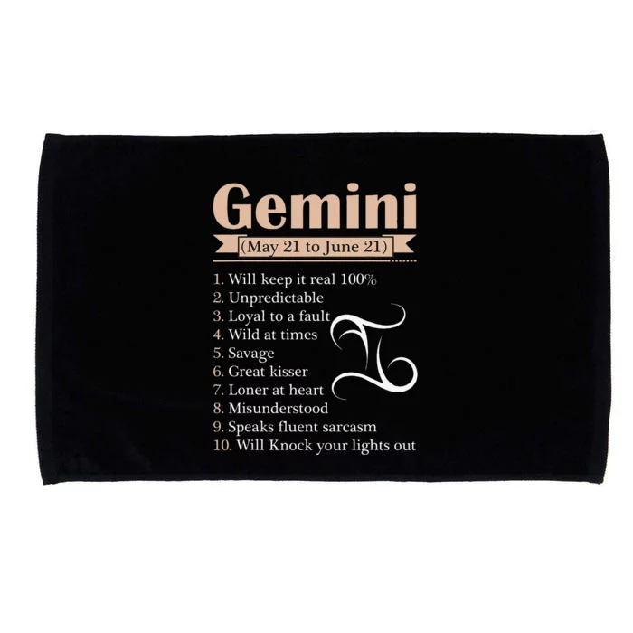 Gemini Zodiac Sign Astrology May June Birthday Microfiber Hand Towel