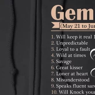 Gemini Zodiac Sign Astrology May June Birthday Full Zip Hoodie