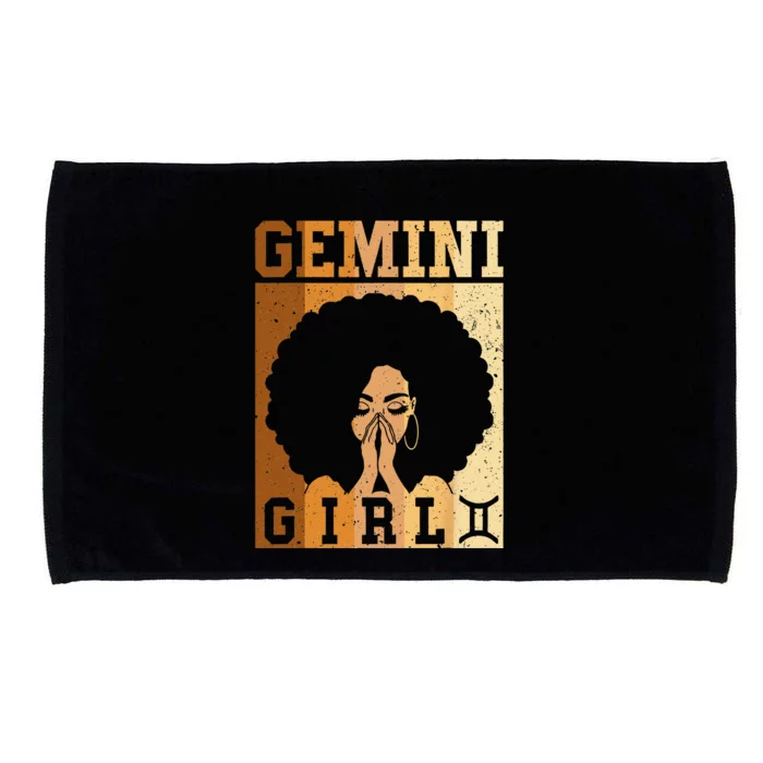 Gemini Zodiac Sign Birthday Queen Melanin Microfiber Hand Towel