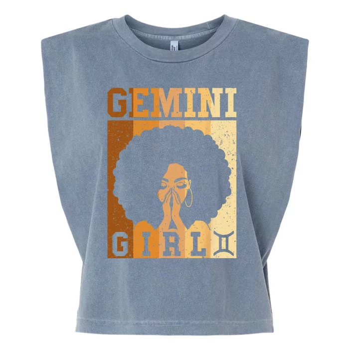 Gemini Zodiac Sign Birthday Queen Melanin Garment-Dyed Women's Muscle Tee