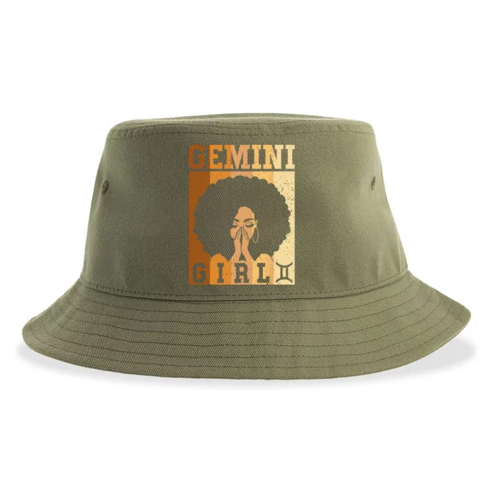 Gemini Zodiac Sign Birthday Queen Melanin Sustainable Bucket Hat