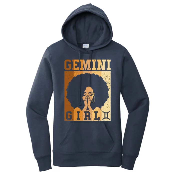 Gemini Zodiac Sign Birthday Queen Melanin Women's Pullover Hoodie