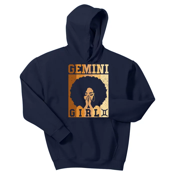 Gemini Zodiac Sign Birthday Queen Melanin Kids Hoodie