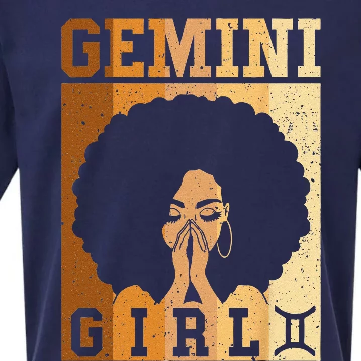 Gemini Zodiac Sign Birthday Queen Melanin Sueded Cloud Jersey T-Shirt