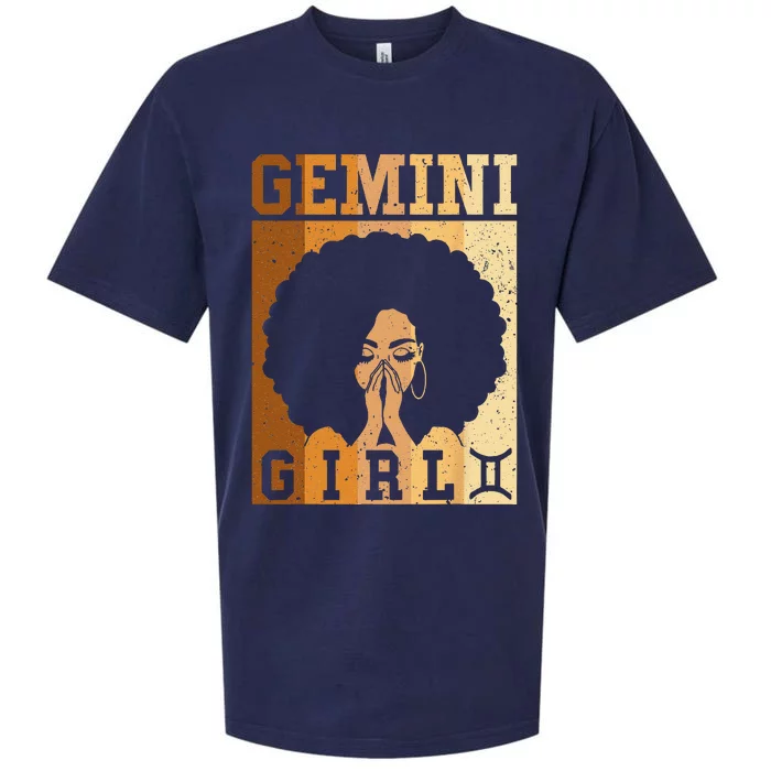 Gemini Zodiac Sign Birthday Queen Melanin Sueded Cloud Jersey T-Shirt