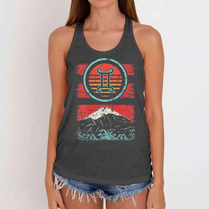 Gemini Zodiac Sign Retro Birthday Astrology Gift Women's Knotted Racerback Tank