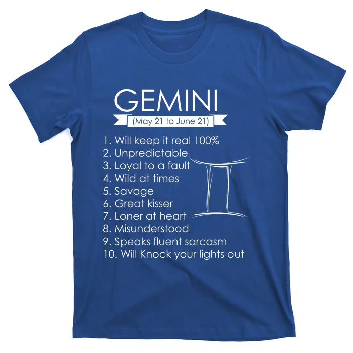 Gemini Zodiac Sign Astrology May June Birthday T-Shirt