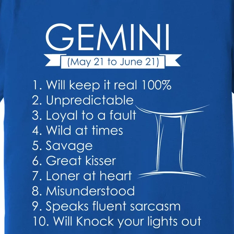 Gemini Zodiac Sign Astrology May June Birthday Premium T-Shirt