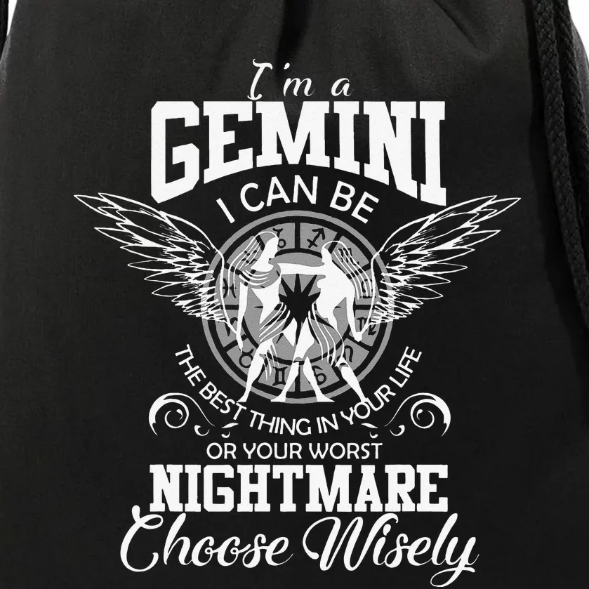 Gemini Zodiac Sign Wo Man Birthday Funny I'm Gemini Drawstring Bag