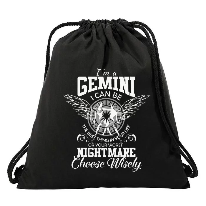 Gemini Zodiac Sign Wo Man Birthday Funny I'm Gemini Drawstring Bag