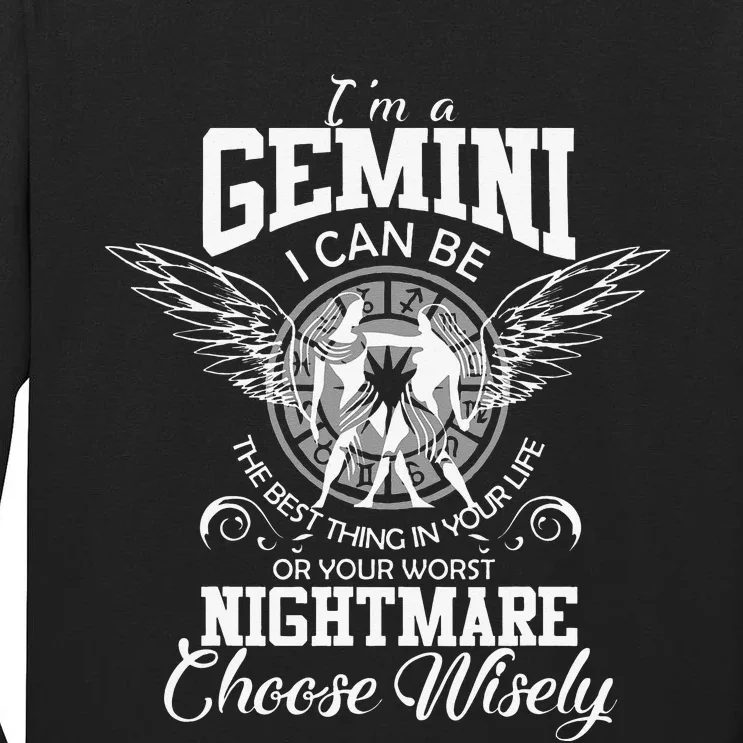 Gemini Zodiac Sign Wo Man Birthday Funny I'm Gemini Tall Long Sleeve T-Shirt