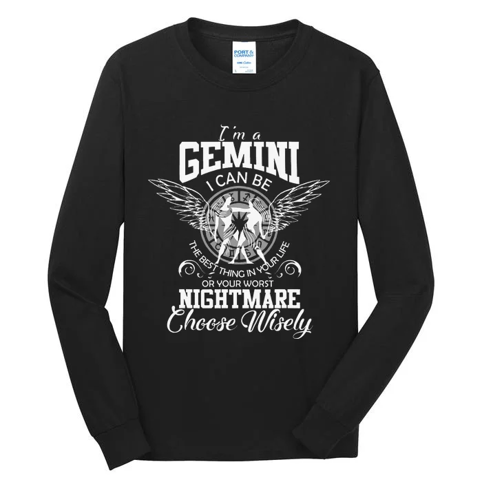 Gemini Zodiac Sign Wo Man Birthday Funny I'm Gemini Tall Long Sleeve T-Shirt