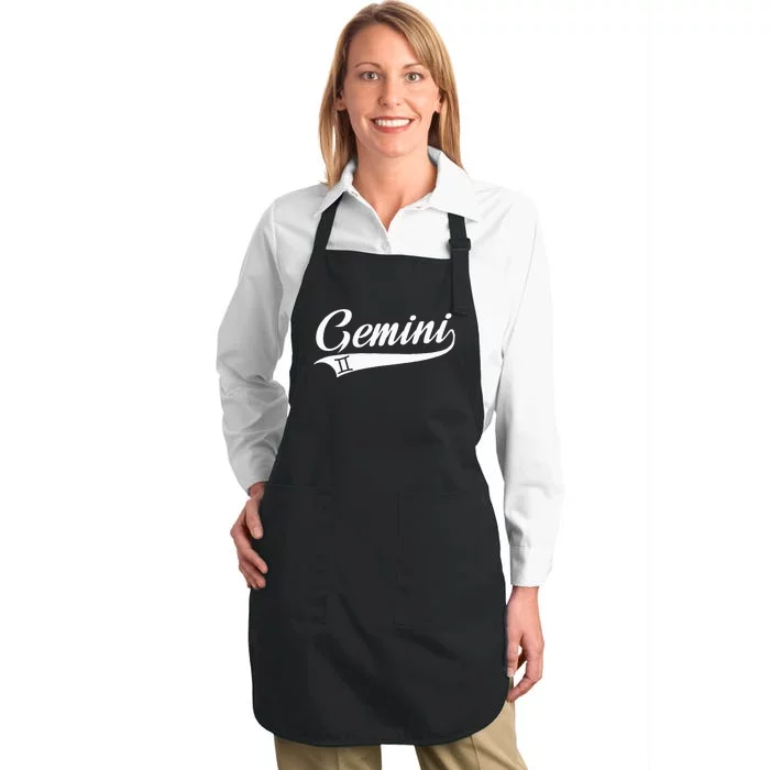 Gemini Zodiac Sign Horoscope Throwback Design Classic Full-Length Apron With Pocket