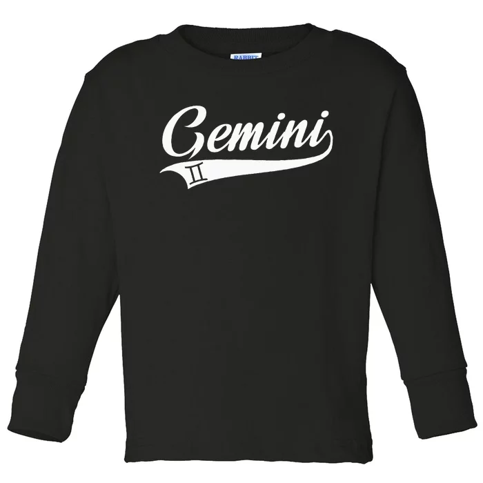 Gemini Zodiac Sign Horoscope Throwback Design Classic Toddler Long Sleeve Shirt