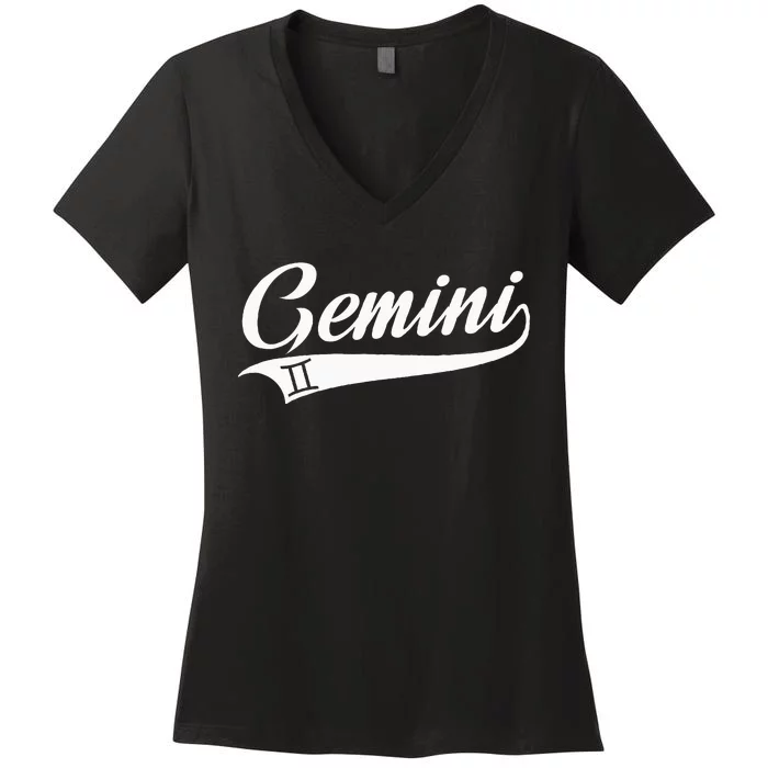 Gemini Zodiac Sign Horoscope Throwback Design Classic Women's V-Neck T-Shirt