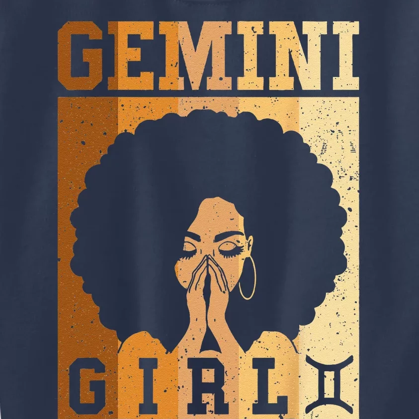 Gemini Zodiac Sign Birthday Queen Melanin Women Kids Sweatshirt