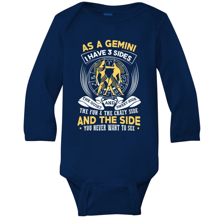 Gemini Zodiac Sign Gift Astrology Baby Long Sleeve Bodysuit