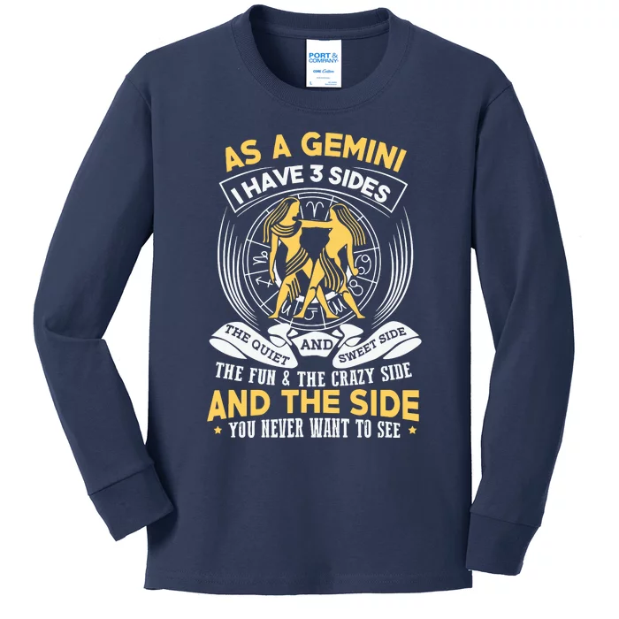 Gemini Zodiac Sign Gift Astrology Kids Long Sleeve Shirt