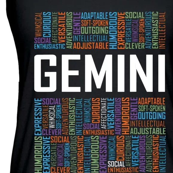 Gemini Zodiac Traits Horoscope Astrology Sign Gift Words Ladies Essential Flowy Tank