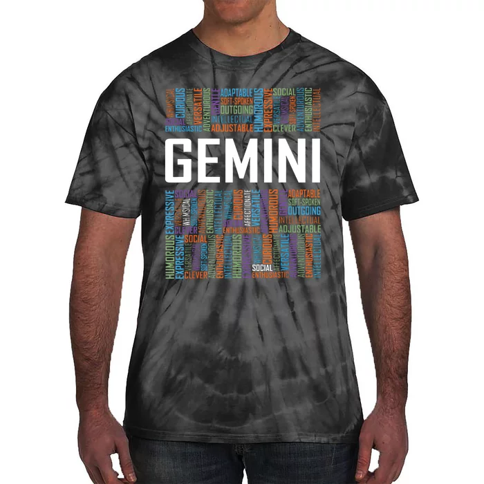 Gemini Zodiac Traits Horoscope Astrology Sign Gift Words Tie-Dye T-Shirt