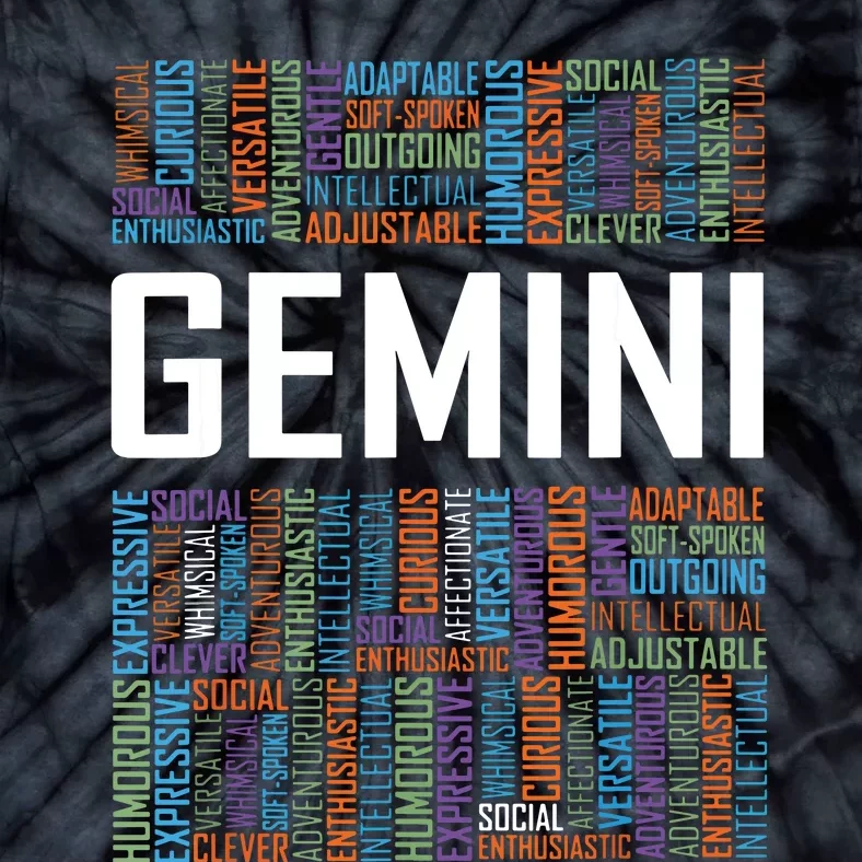 Gemini Zodiac Traits Horoscope Astrology Sign Gift Words Tie-Dye T-Shirt