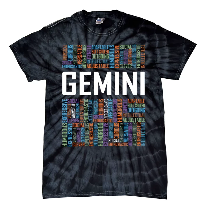 Gemini Zodiac Traits Horoscope Astrology Sign Gift Words Tie-Dye T-Shirt