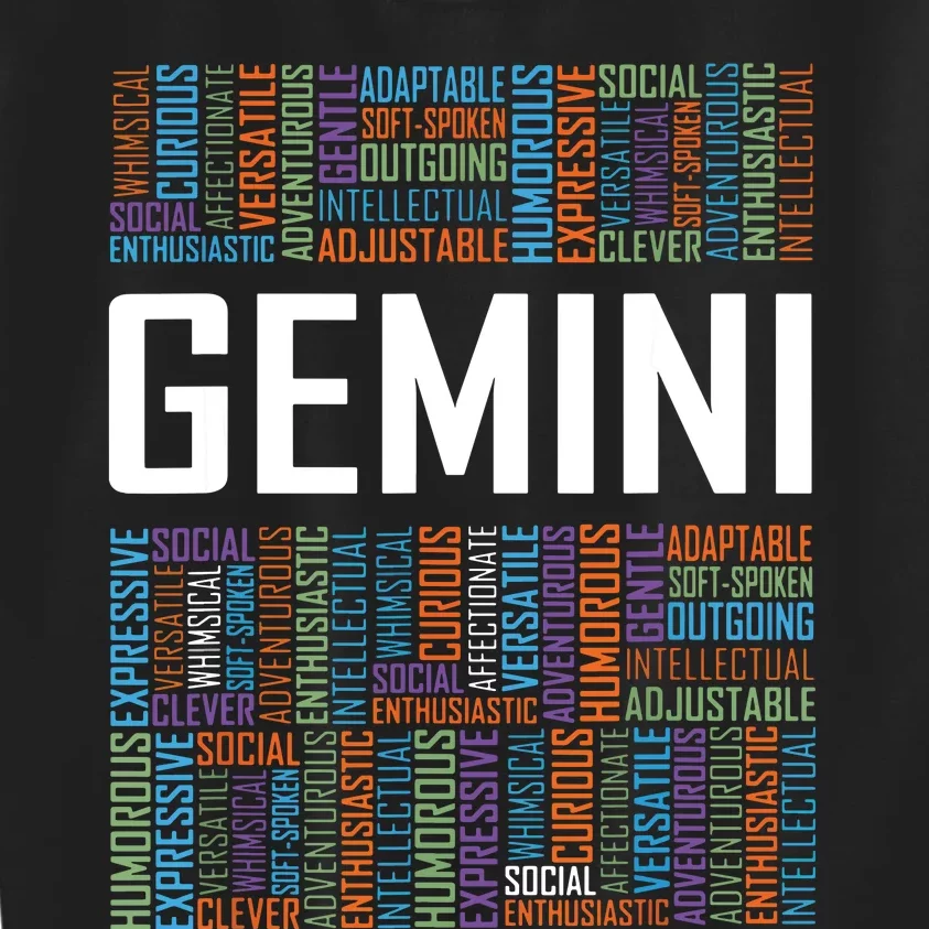 Gemini Zodiac Traits Horoscope Astrology Sign Gift Words Kids Sweatshirt