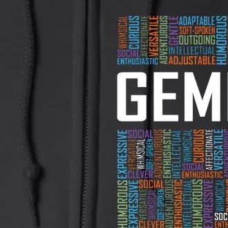 Gemini Zodiac Traits Horoscope Astrology Sign Gift Words Full Zip Hoodie