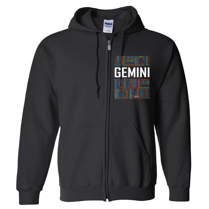 Gemini Zodiac Traits Horoscope Astrology Sign Gift Words Full Zip Hoodie