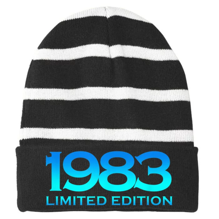 Humor 1983 40 Year Old Bday  Wo 40th Birthday Striped Beanie with Solid Band