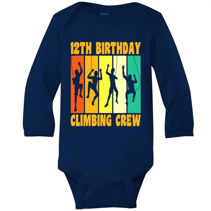 Happy 12 Birthday 12 Year Old Climber Climbing 12th Birthday Baby Long Sleeve Bodysuit