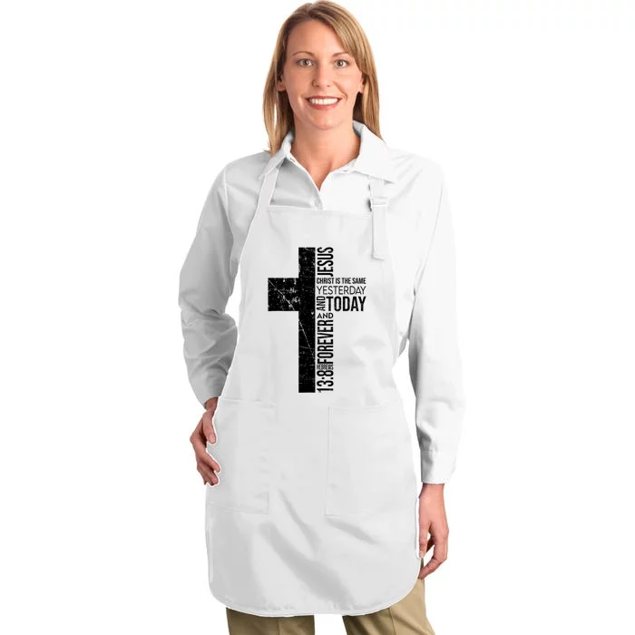 Hebrews 138 Bible Verse Cross Christian Religious Full-Length Apron With Pocket