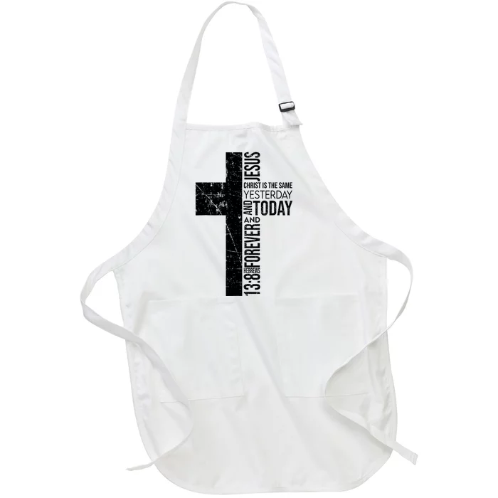 Hebrews 138 Bible Verse Cross Christian Religious Full-Length Apron With Pocket