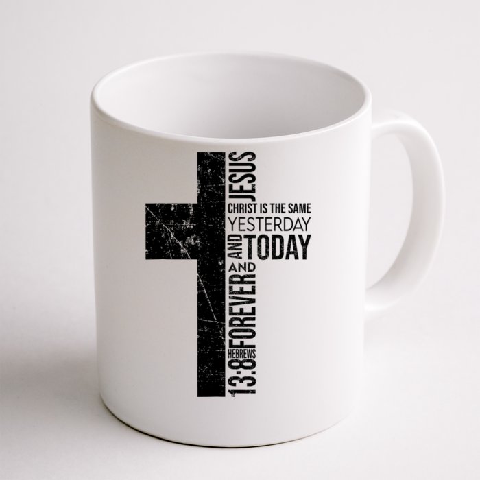 Hebrews 138 Bible Verse Cross Christian Religious Front & Back Coffee Mug