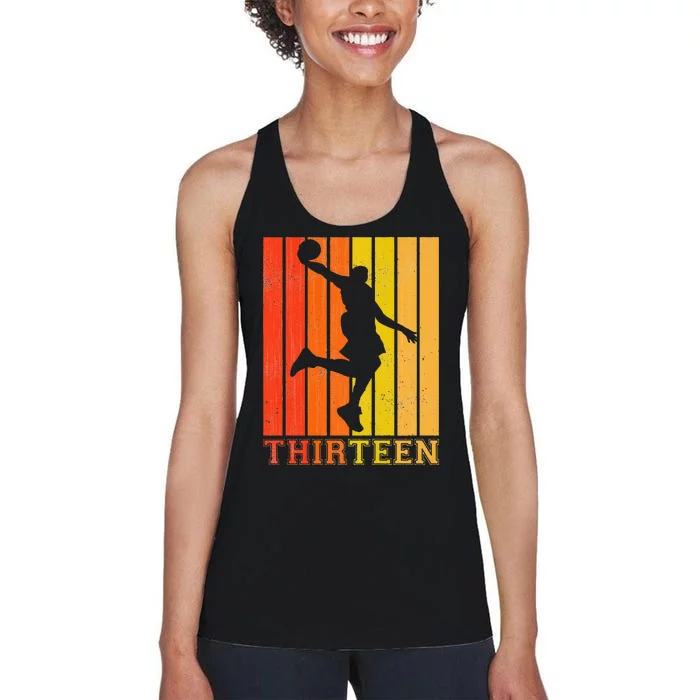 Happy 13th Birthday Decorations For Basketball Players Women's Racerback Tank