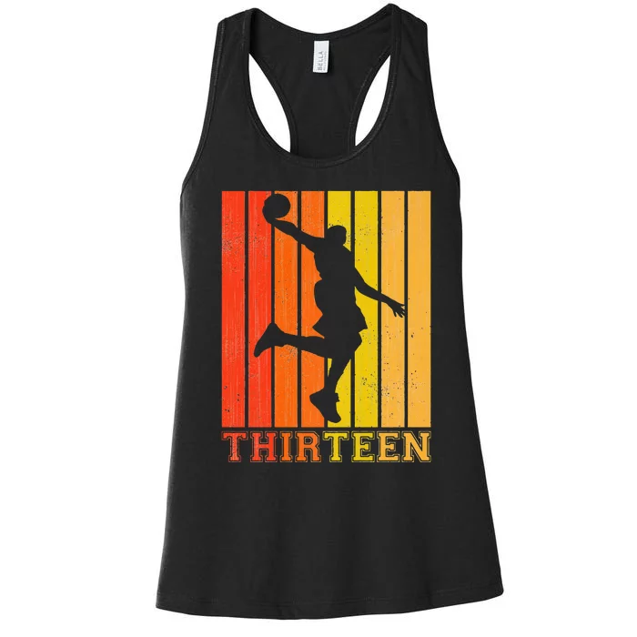 Happy 13th Birthday Decorations For Basketball Players Women's Racerback Tank