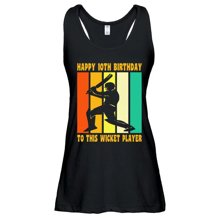 Happy 10 Birthday 10 Year Old Vintage Cricket 10th Birthday Ladies Essential Flowy Tank