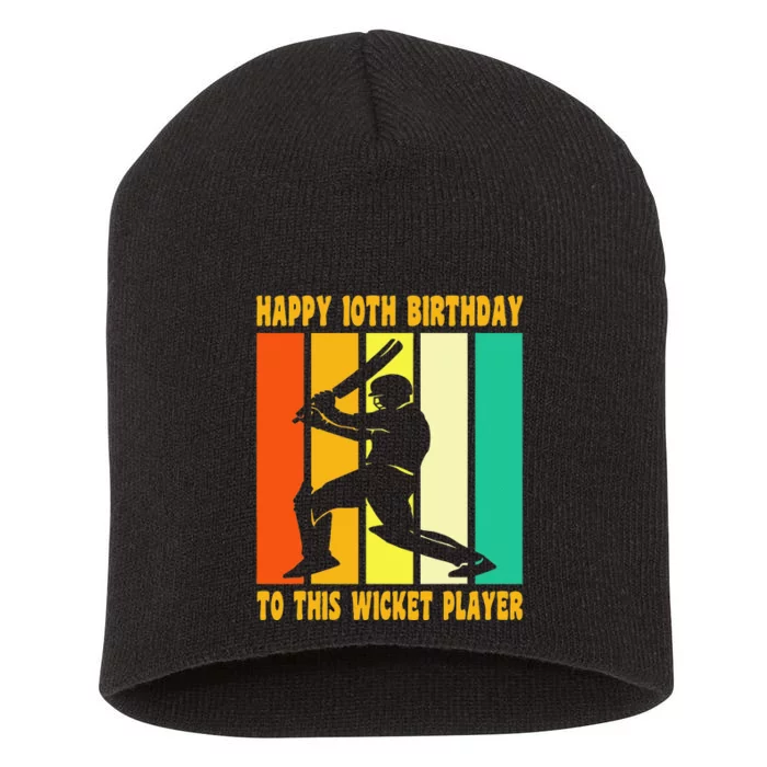 Happy 10 Birthday 10 Year Old Vintage Cricket 10th Birthday Short Acrylic Beanie