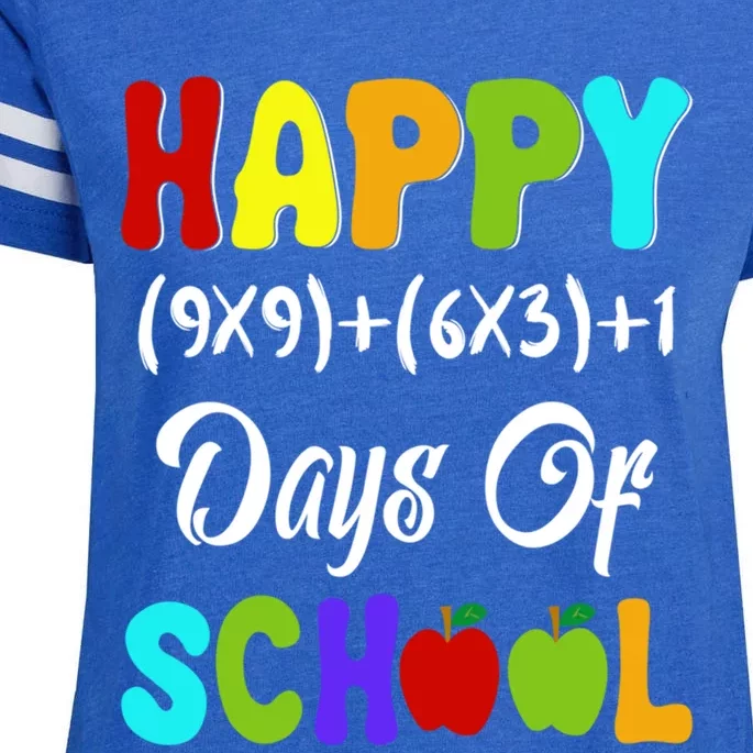 Happy 100 Days Of School Multiplication Math Teacher Funny Gift Enza Ladies Jersey Football T-Shirt