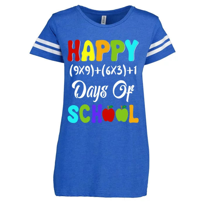 Happy 100 Days Of School Multiplication Math Teacher Funny Gift Enza Ladies Jersey Football T-Shirt