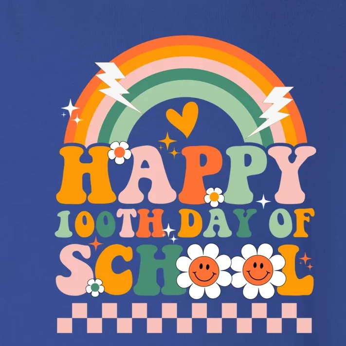 Happy 100 Days Of School Teacher Retro Groovy 100th Day Gift Toddler Long Sleeve Shirt