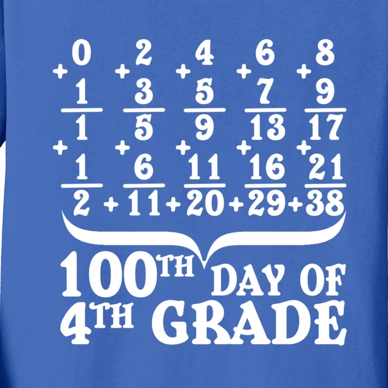 Happy 100th Day Of 4th Grade Math Teachers Students 100 Days Gift Kids Long Sleeve Shirt