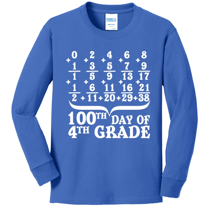 Happy 100th Day Of 4th Grade Math Teachers Students 100 Days Gift Kids Long Sleeve Shirt