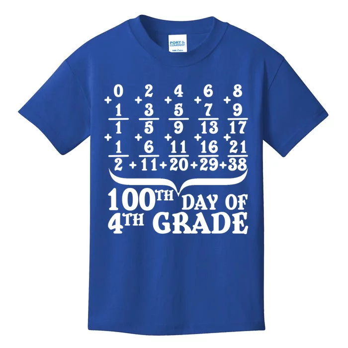 Happy 100th Day Of 4th Grade Math Teachers Students 100 Days Gift Kids T-Shirt