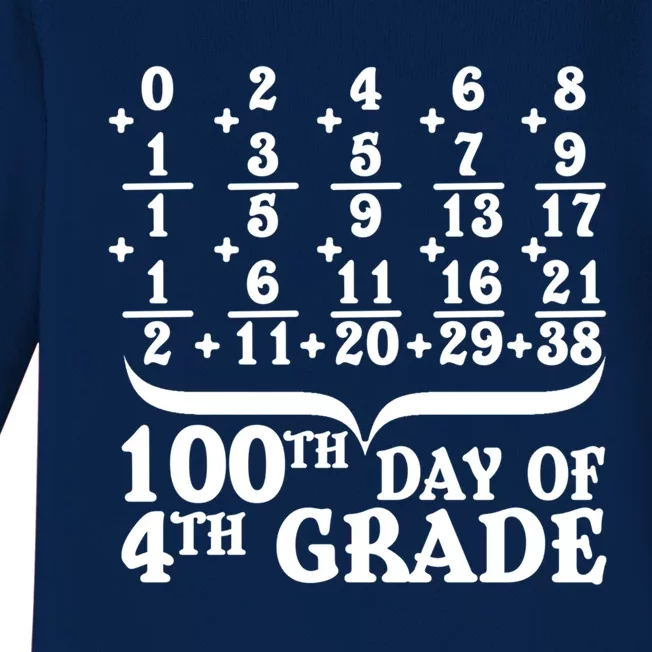 Happy 100th Day Of 4th Grade Math Teachers Students 100 Days Gift Baby Long Sleeve Bodysuit