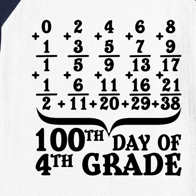 Happy 100th Day Of 4th Grade Math Teachers Students 100 Days Gift Baseball Sleeve Shirt